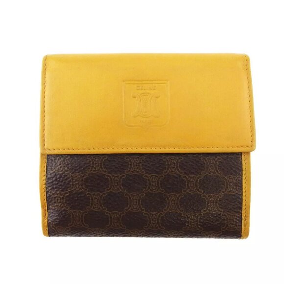 Celine W Wallet Macadam Beige PVC x Leather Authentic USED - Picture 2 of 10